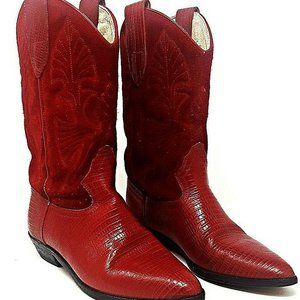 NORDSTROM BRASS PLUM Red Leather Cowgirl Boots